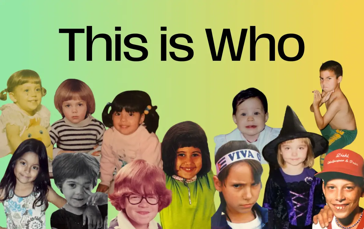 Collage of childhood photos of the oneteam team illustrating how brands can join social media trends the right way