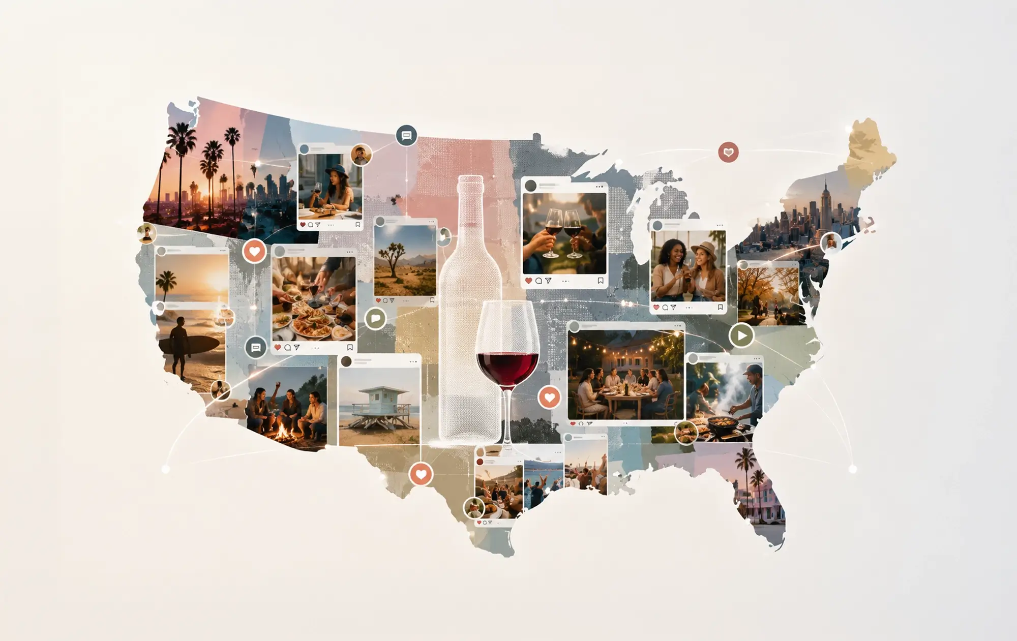 Wine brand social media content created for U.S. consumers featuring lifestyle-driven marketing and audience engagement